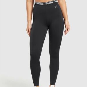 NWT GYM-SHARK EVERYDAY GYMSHARK WAISTBAND LEGGINGS - BLACK